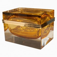 Monumental rectangular covered Murano glass box